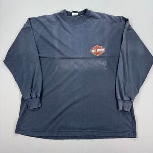 VTG Harley Davidson Shirt Men's 2XLT Black  Long Sleeve‎ Big Spell Out Crewneck